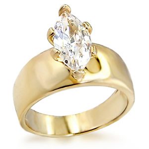 2CT MARQUISE CUT CZ SOLITAIRE RING 14KGP-sz8/9/10